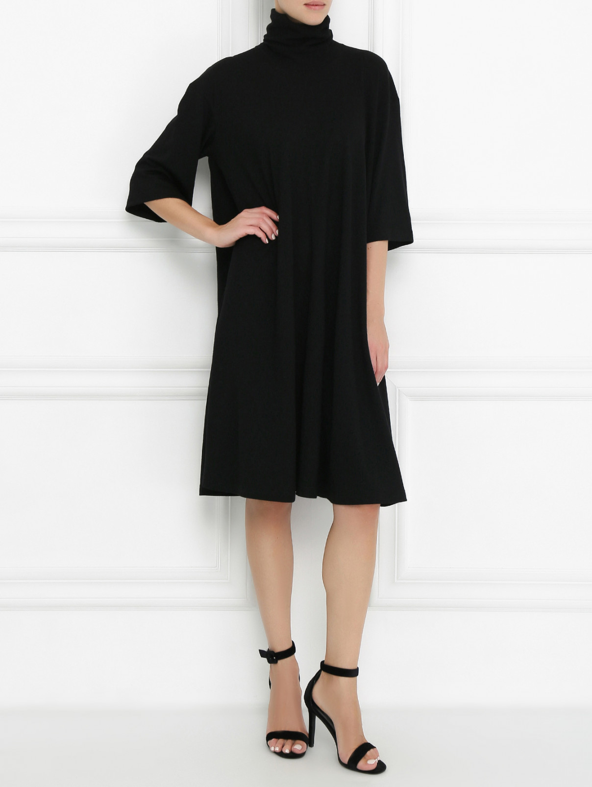 Платье из шерсти свободного кроя Aspesi  –  Модель Общий вид  – Цвет:  Черный