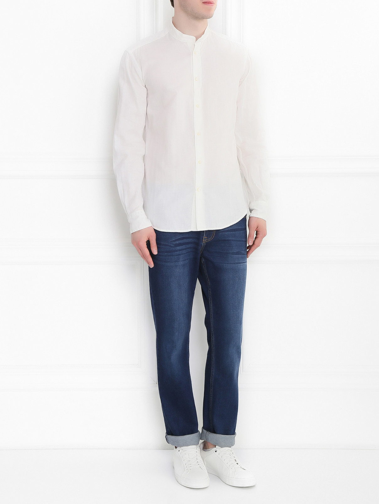 Рубашка из хлопка прямого кроя Barena  –  Модель Общий вид  – Цвет:  Белый