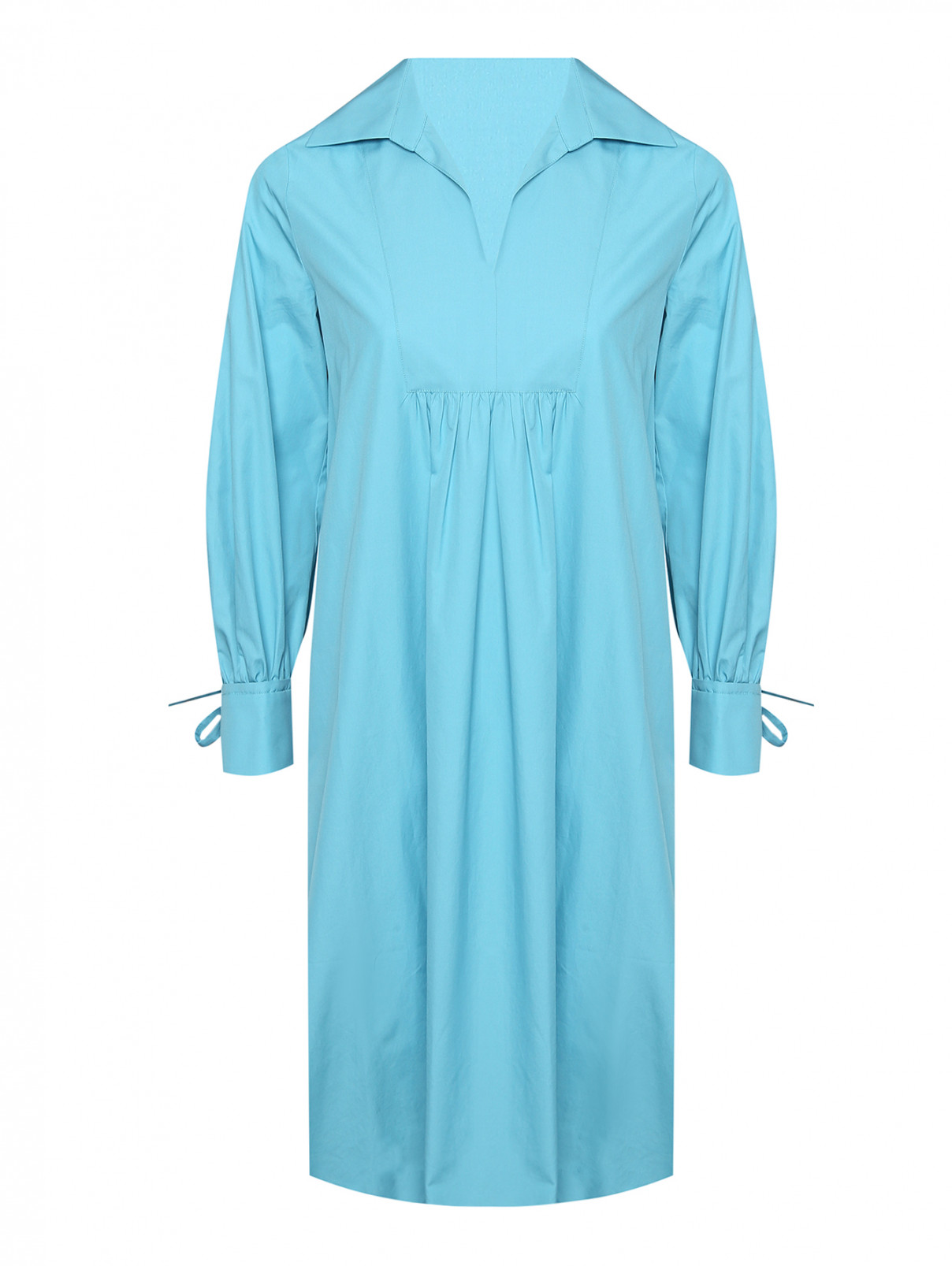 Платье из хлопка свободного кроя с разрезами Max Mara  –  Общий вид  – Цвет:  Синий