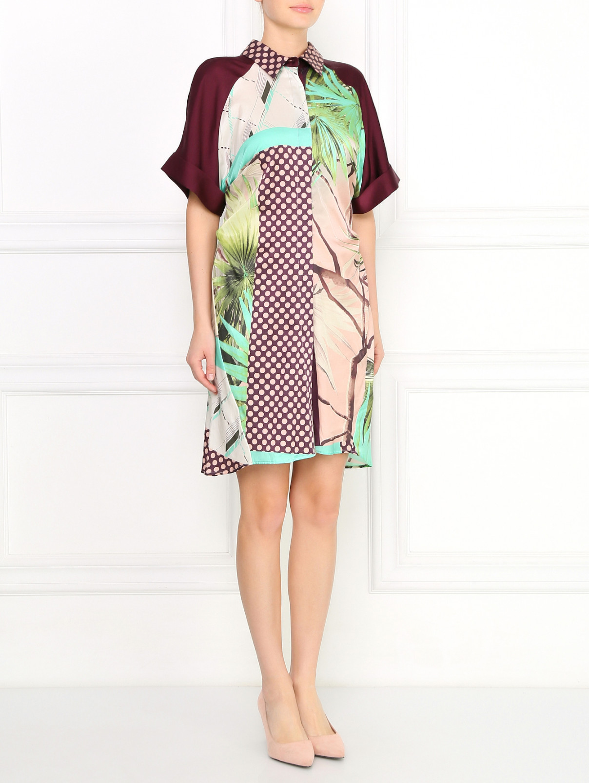 Платье-рубашка из шелка и хлопка с узором Isola Marras  –  Модель Общий вид  – Цвет:  Узор
