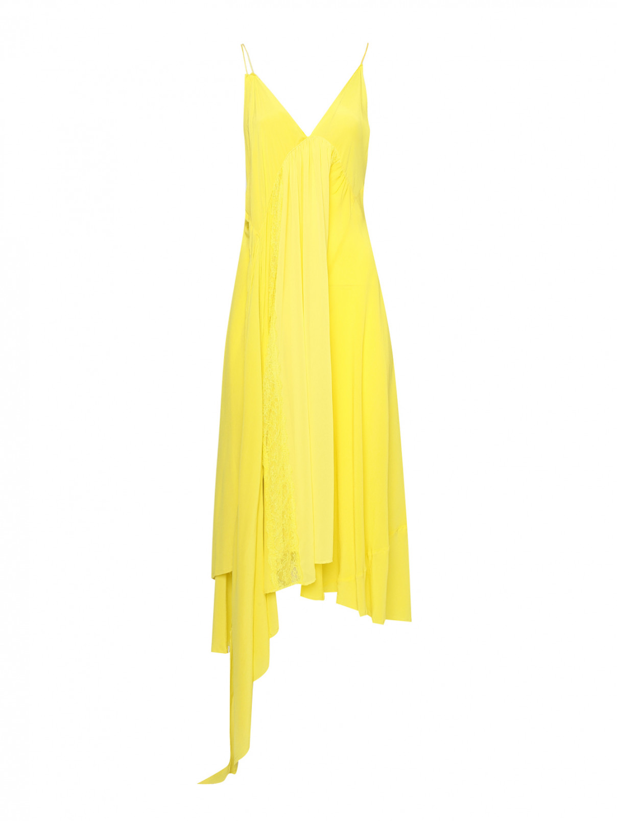Платье из шелка с вышивкой Balenciaga  –  Общий вид  – Цвет:  Желтый