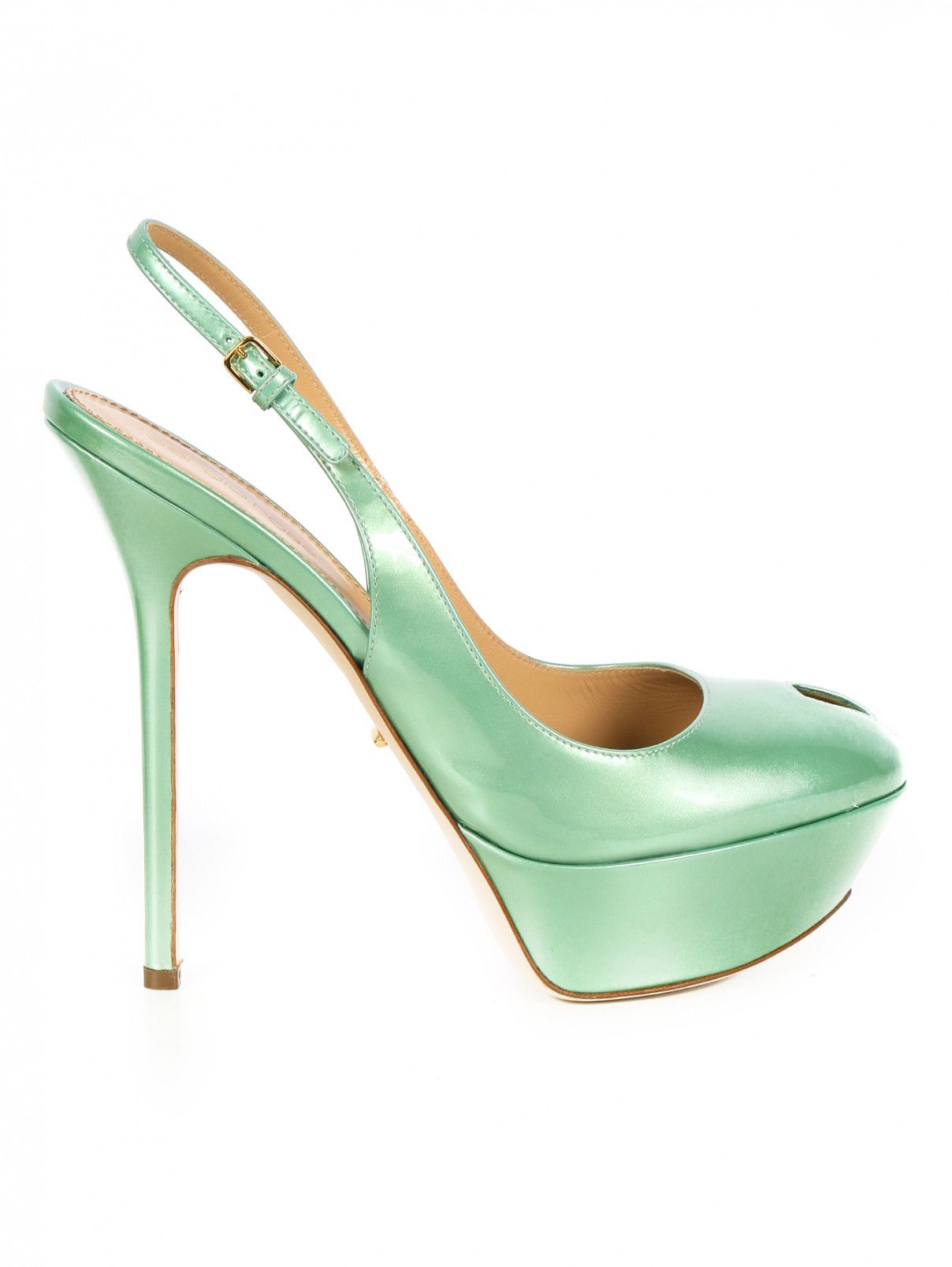 Туфли из кожи с открытой пяткой Sergio Rossi  –  Обтравка1  – Цвет:  Зеленый