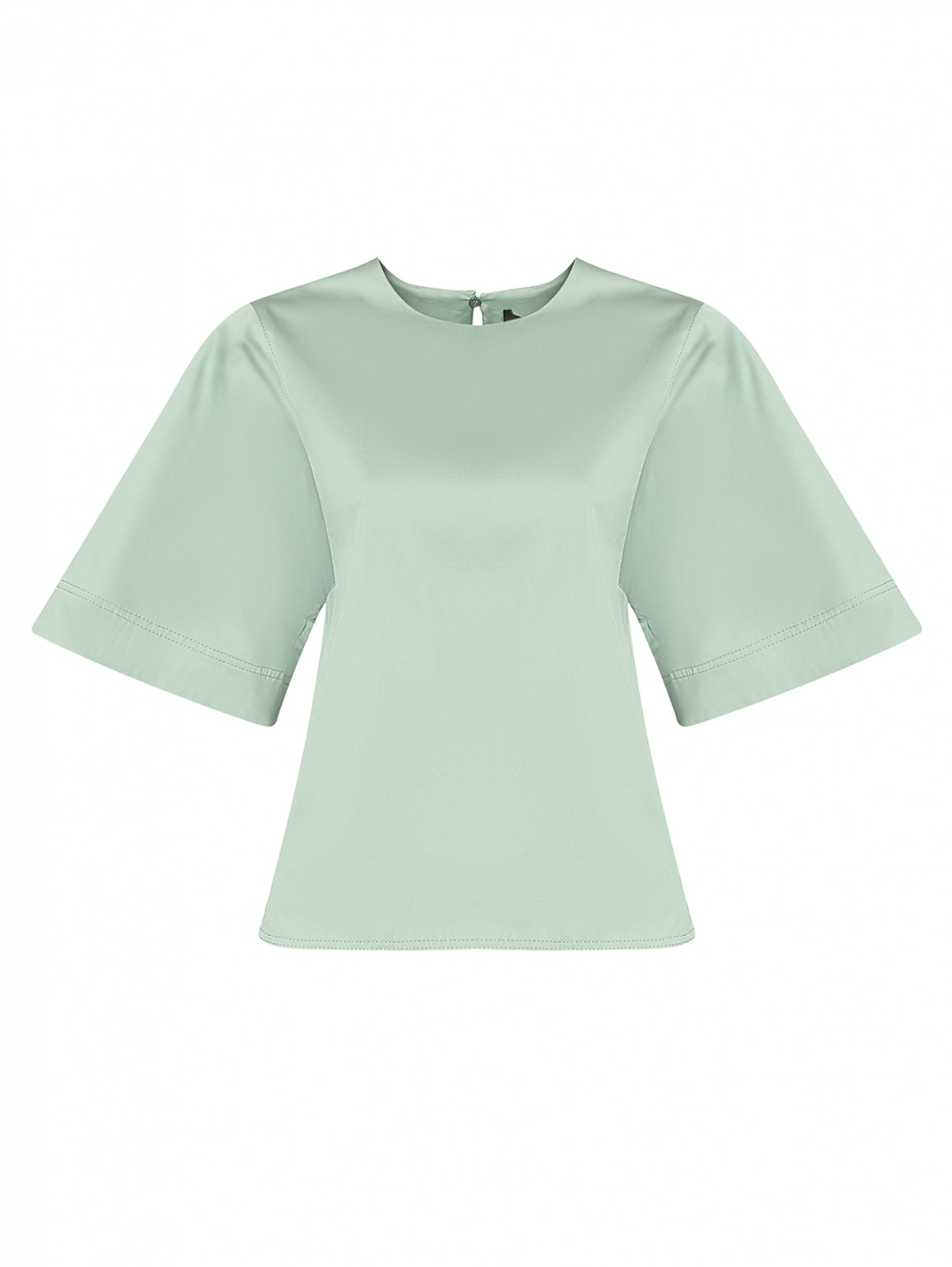 Блуза из хлопка с короткими рукавами Weekend Max Mara  –  Общий вид  – Цвет:  Синий
