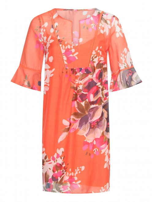 Платье из хлопка и шелка с цветочным принтом Caractere - Общий вид