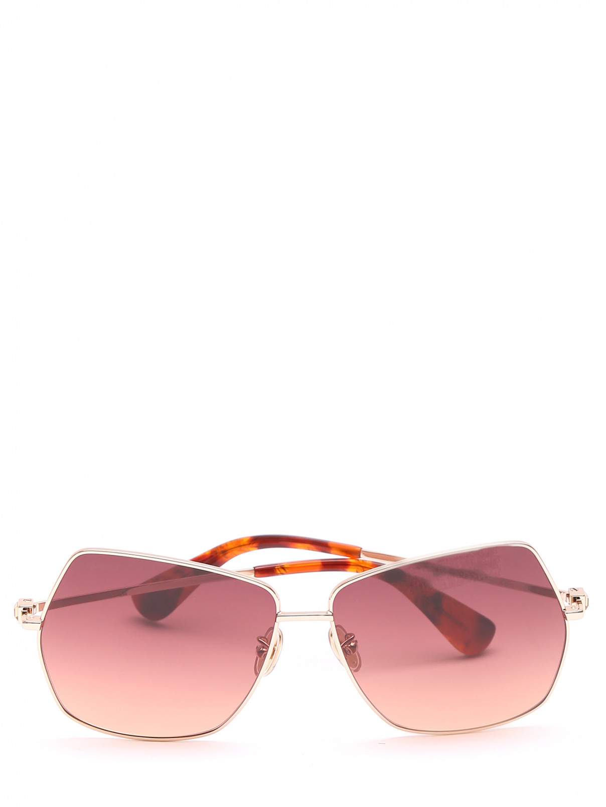 Солнцезащитные очки в оправе из металла Max Mara  –  Общий вид  – Цвет:  Золотой