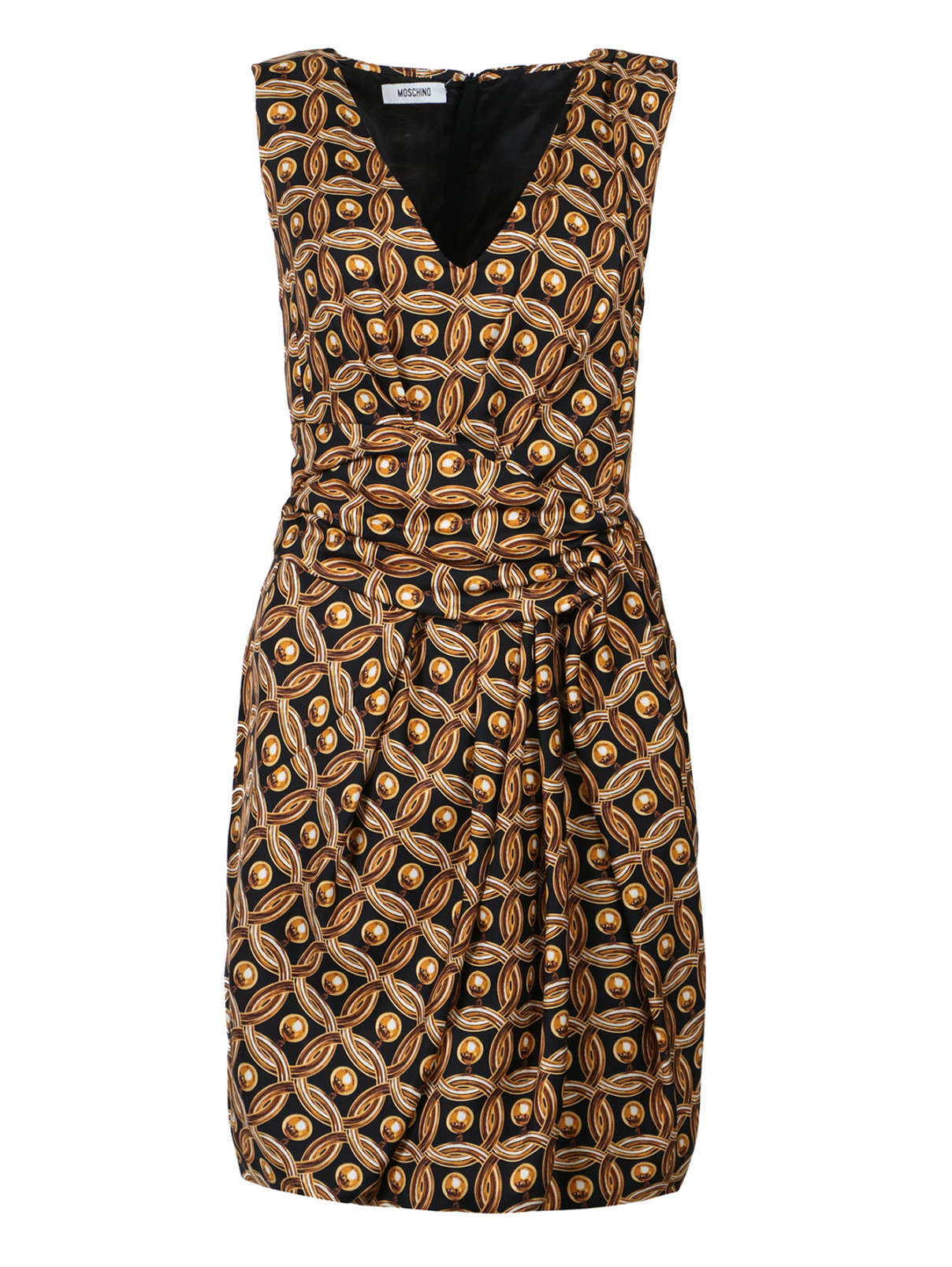 Платье с V-образным вырезом Moschino  –  Общий вид  – Цвет:  Узор