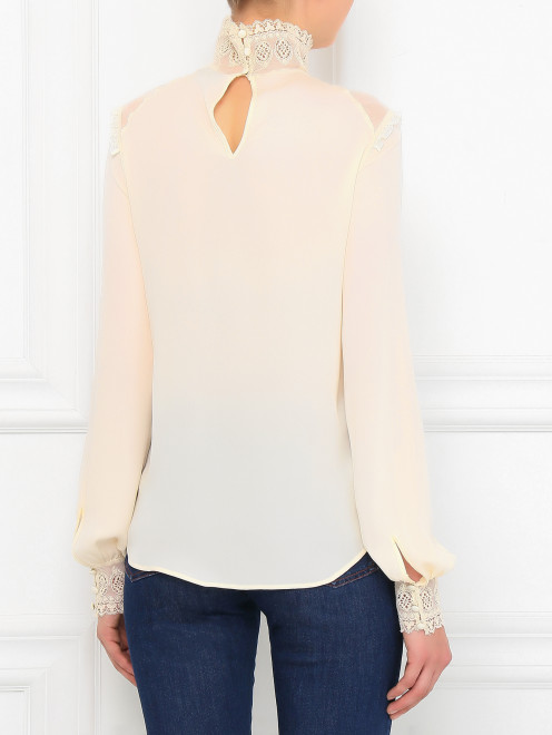 Блуза из шелка с кружевной вставкой - Модель Верх-Низ1