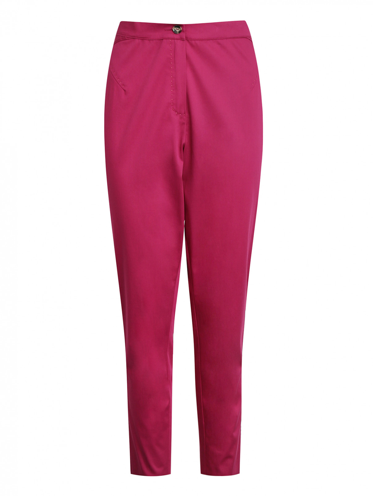 Узкие брюки из смешанного хлопка Marina Rinaldi  –  Общий вид  – Цвет:  Розовый