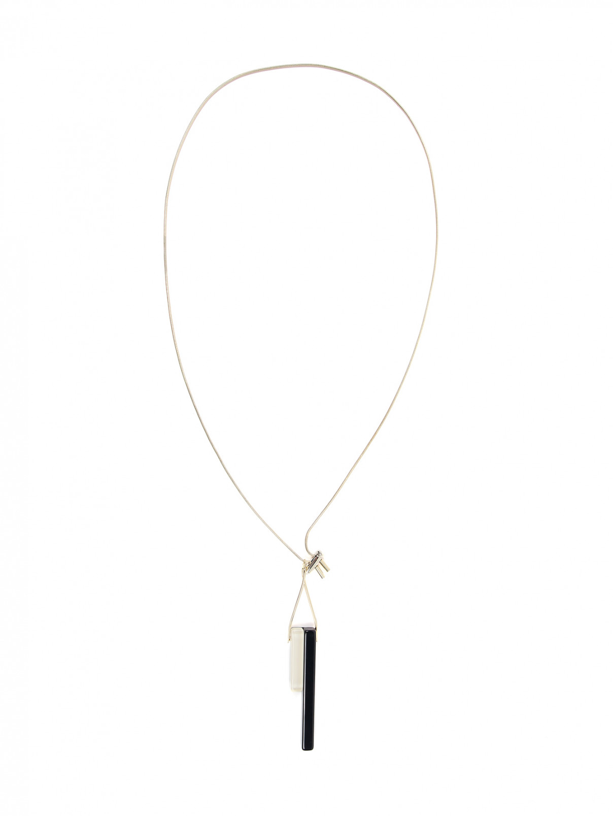 Колье на цепочке с подвеской из пластика Max Mara  –  Общий вид  – Цвет:  Черный