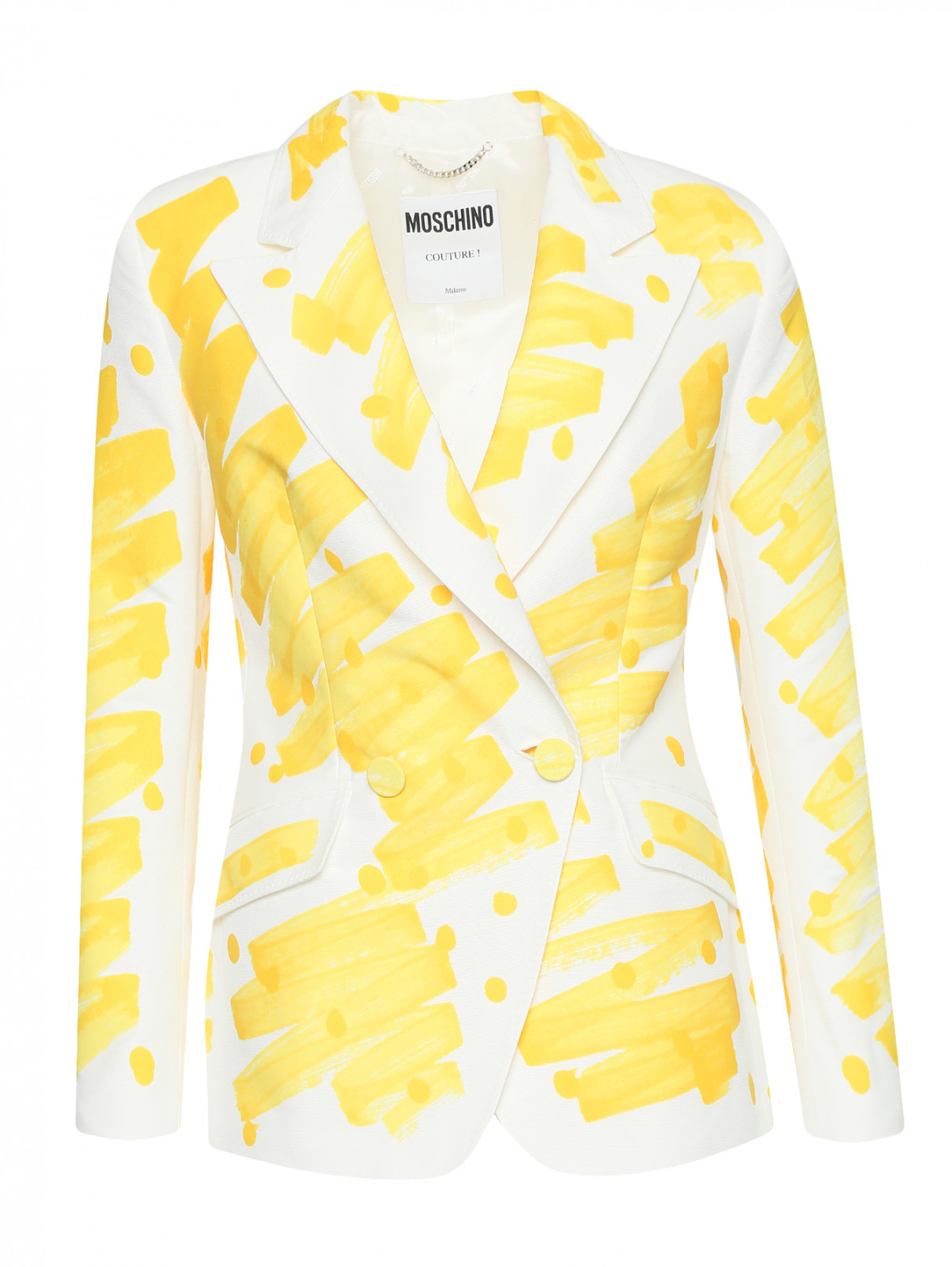 Жакет из хлопка и шелка с принтом Moschino  –  Общий вид  – Цвет:  Желтый