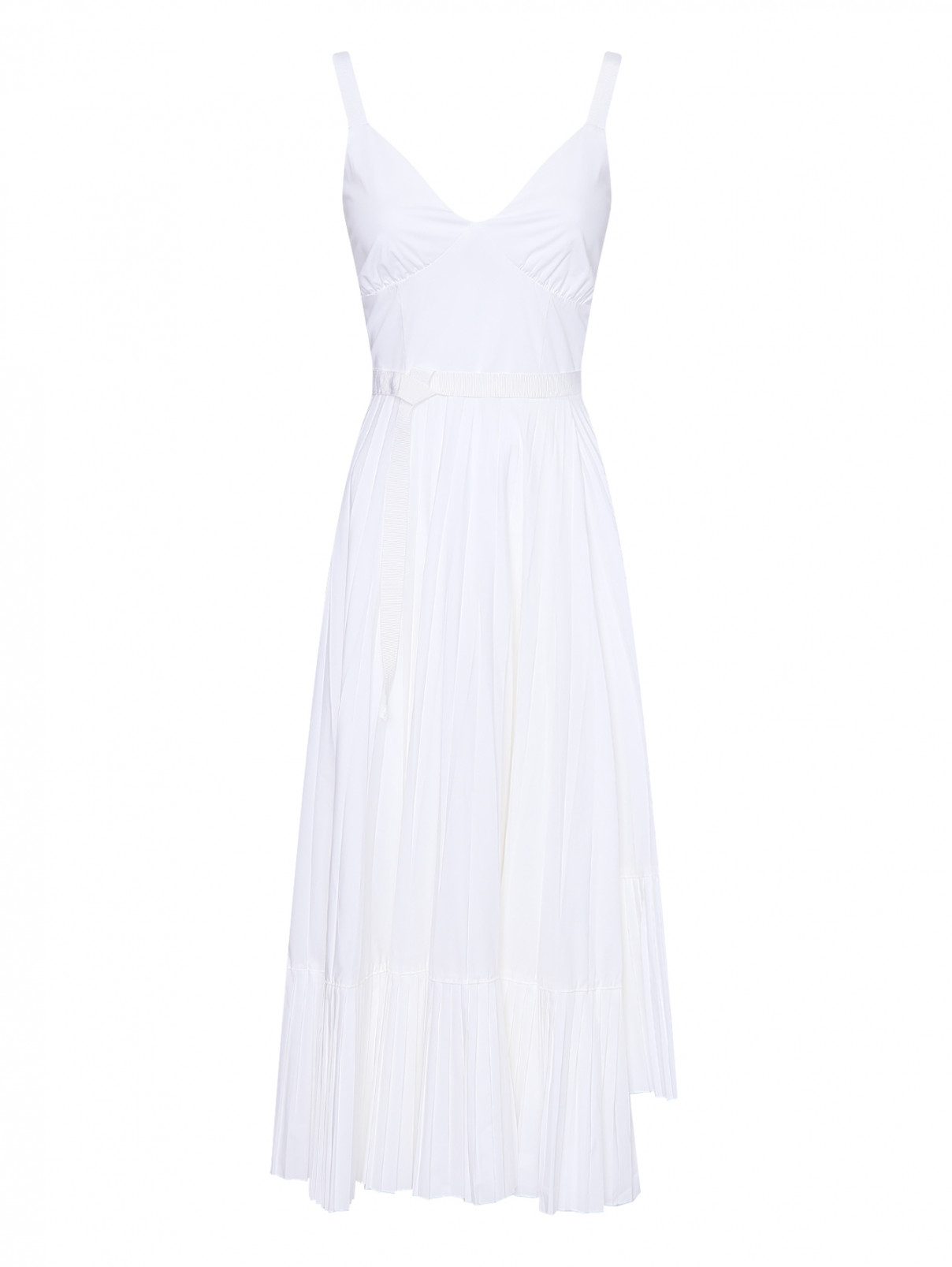 Платье из хлопка с юбкой плиссе Beatrice .b  –  Общий вид  – Цвет:  Белый