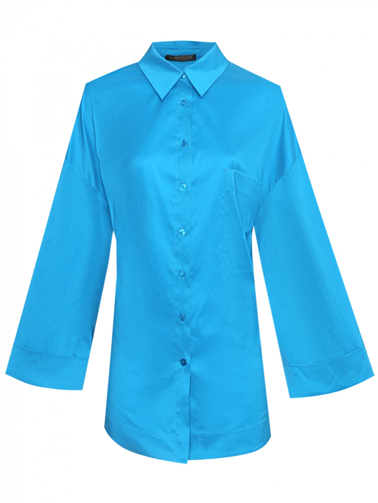 Блуза с накладным карманом Marina Rinaldi  –  Общий вид  – Цвет:  Синий