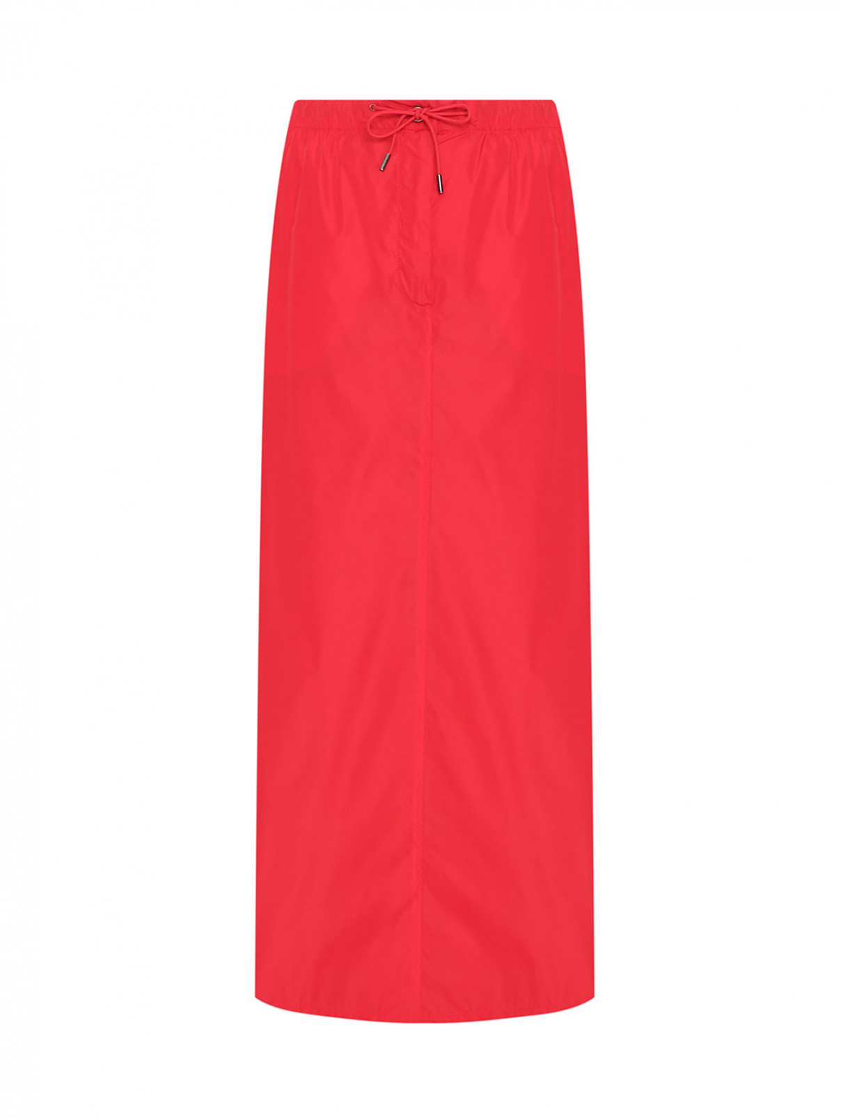Однотонная юбка из нейлона на резинке с карманами Max Mara  –  Общий вид  – Цвет:  Красный