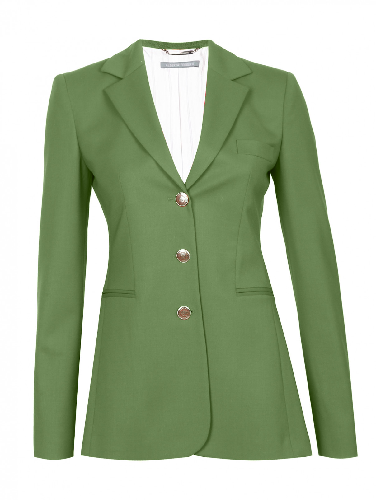 Жакет из шерсти на пуговицах Alberta Ferretti  –  Общий вид  – Цвет:  Зеленый