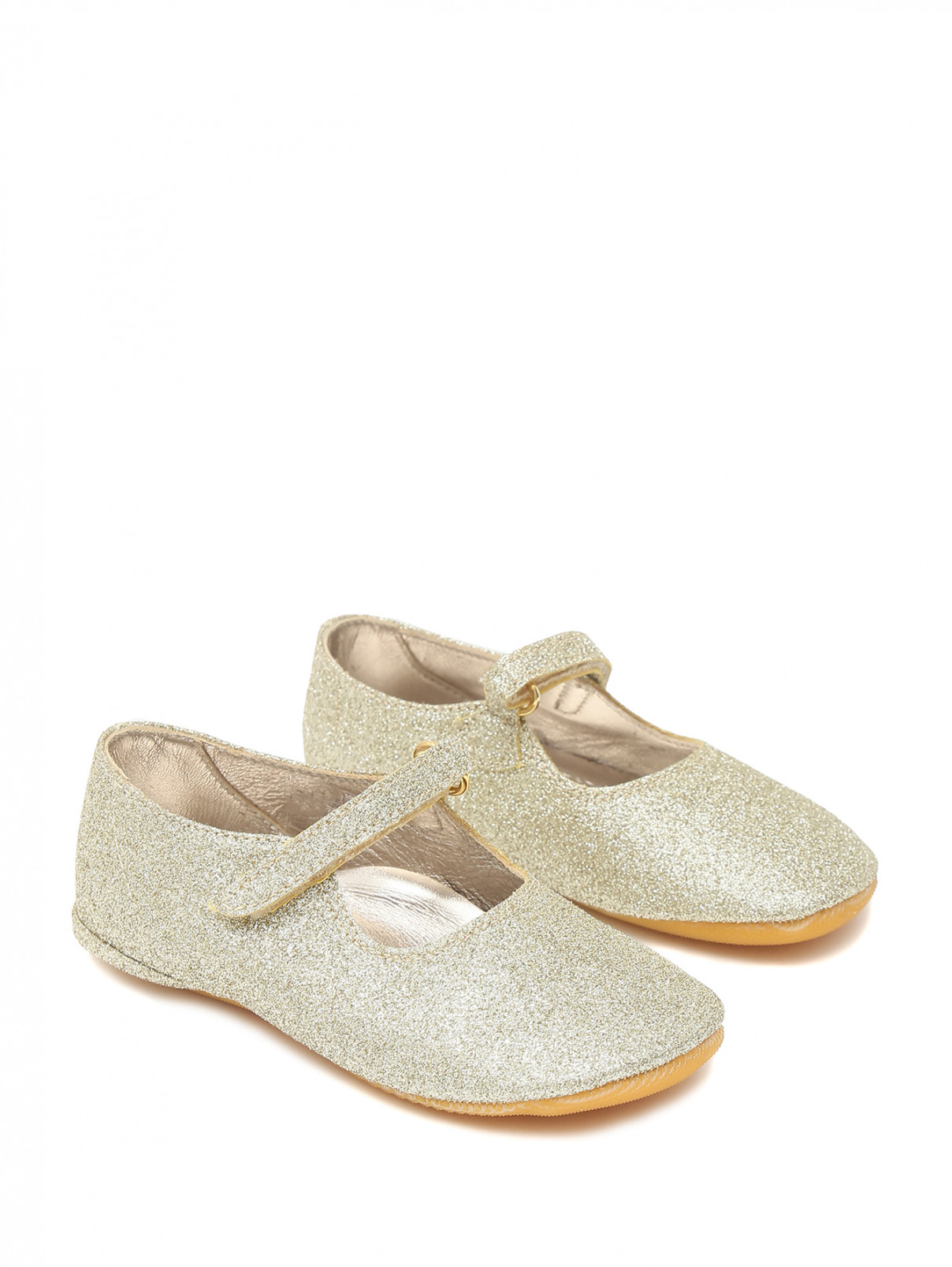 Туфли с блеском на липучке Gallucci  –  Общий вид  – Цвет:  Золотой