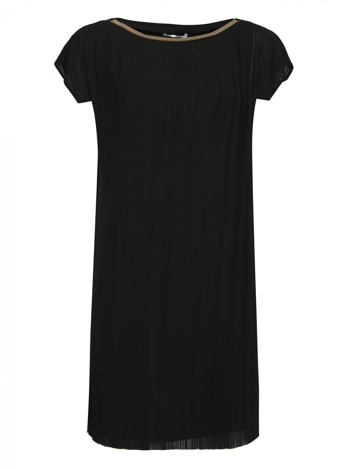 Платье прямого кроя с короткими рукавами Versace Collection  –  Общий вид  – Цвет:  Черный