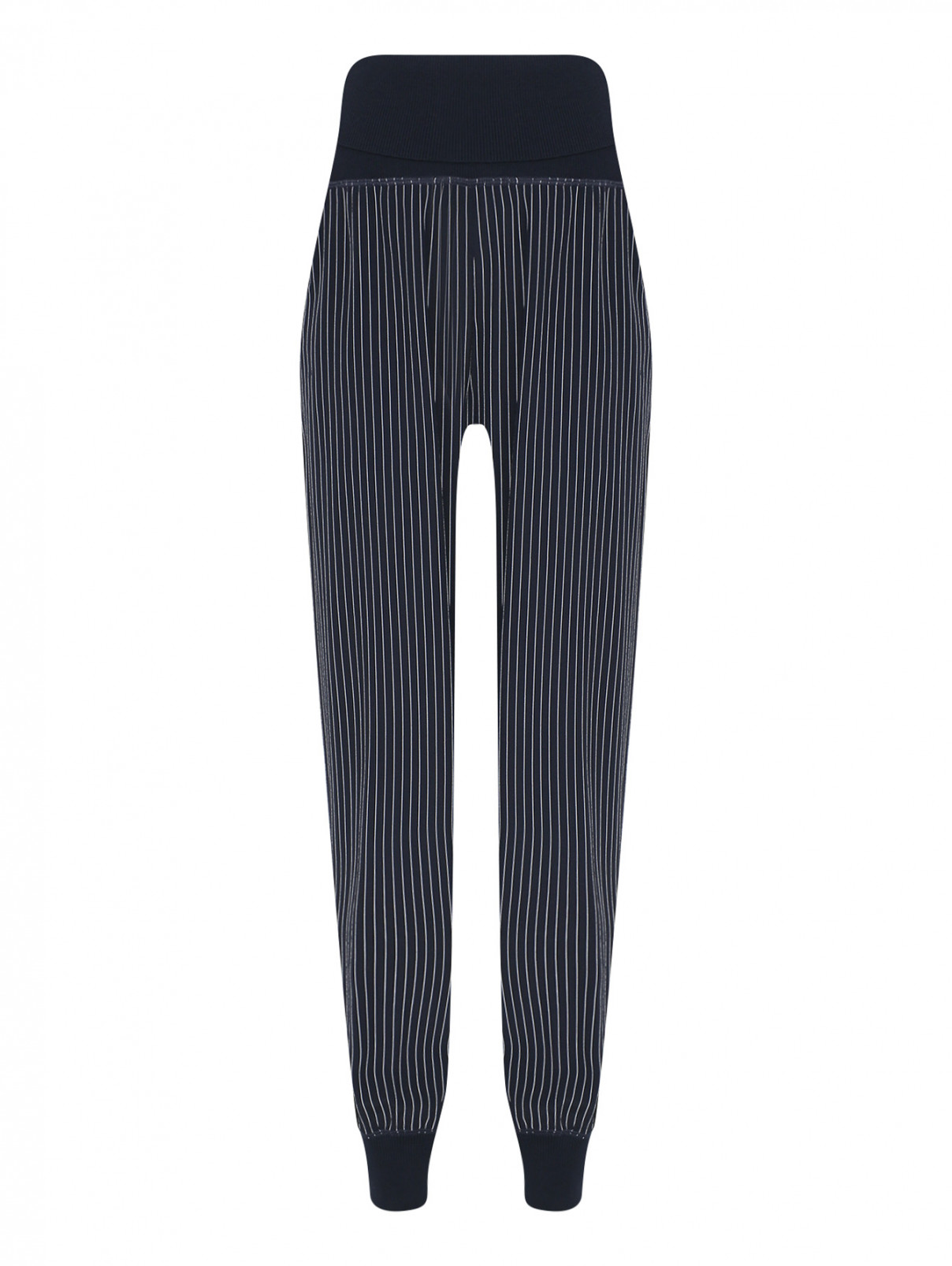 Комбинированные брюки с узором полоска Theory  –  Общий вид  – Цвет:  Синий