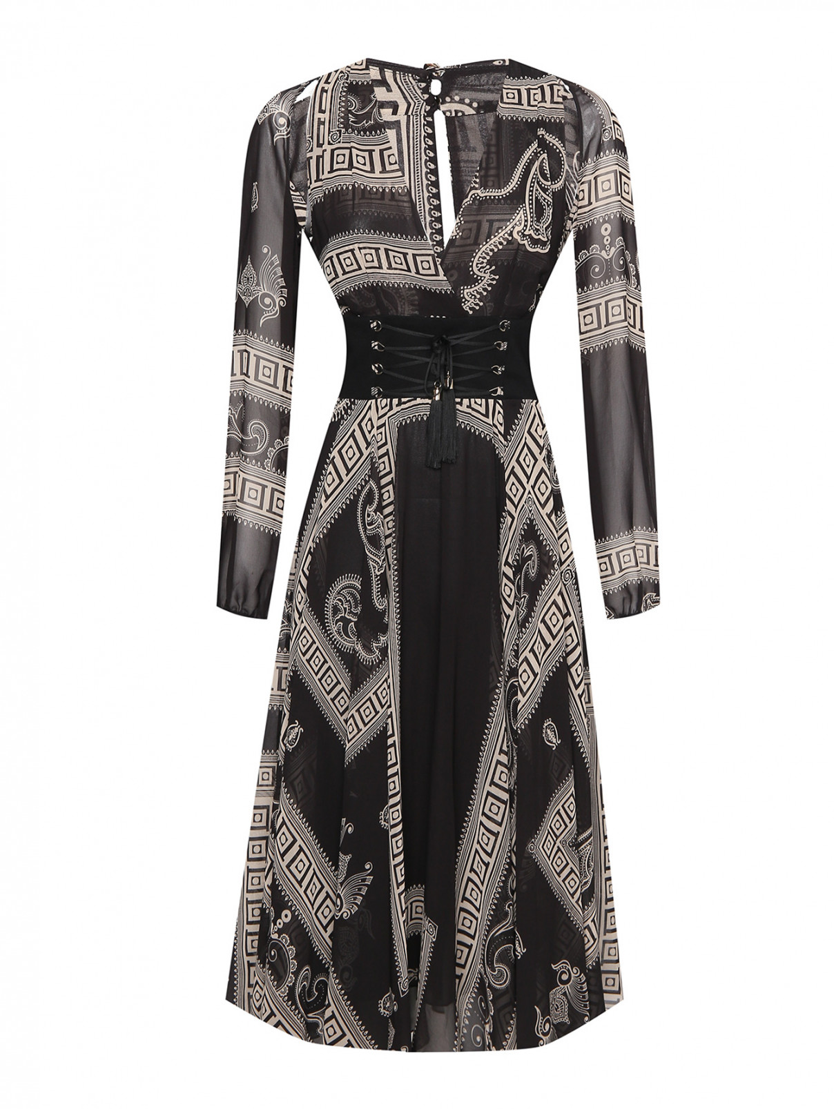 Платье-миди с узором Versace Collection  –  Общий вид  – Цвет:  Узор