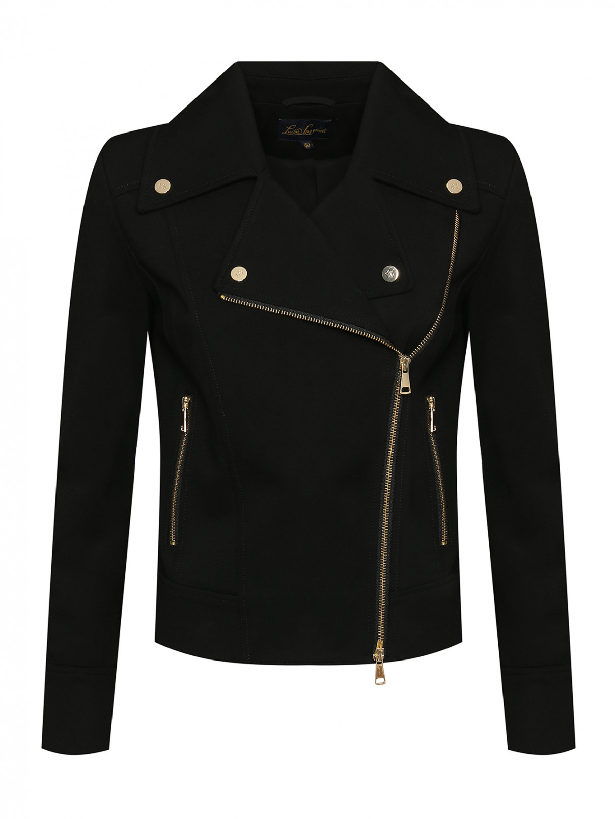 Куртка в байкерском стиле из вискозы Luisa Spagnoli  –  Общий вид  – Цвет:  Черный