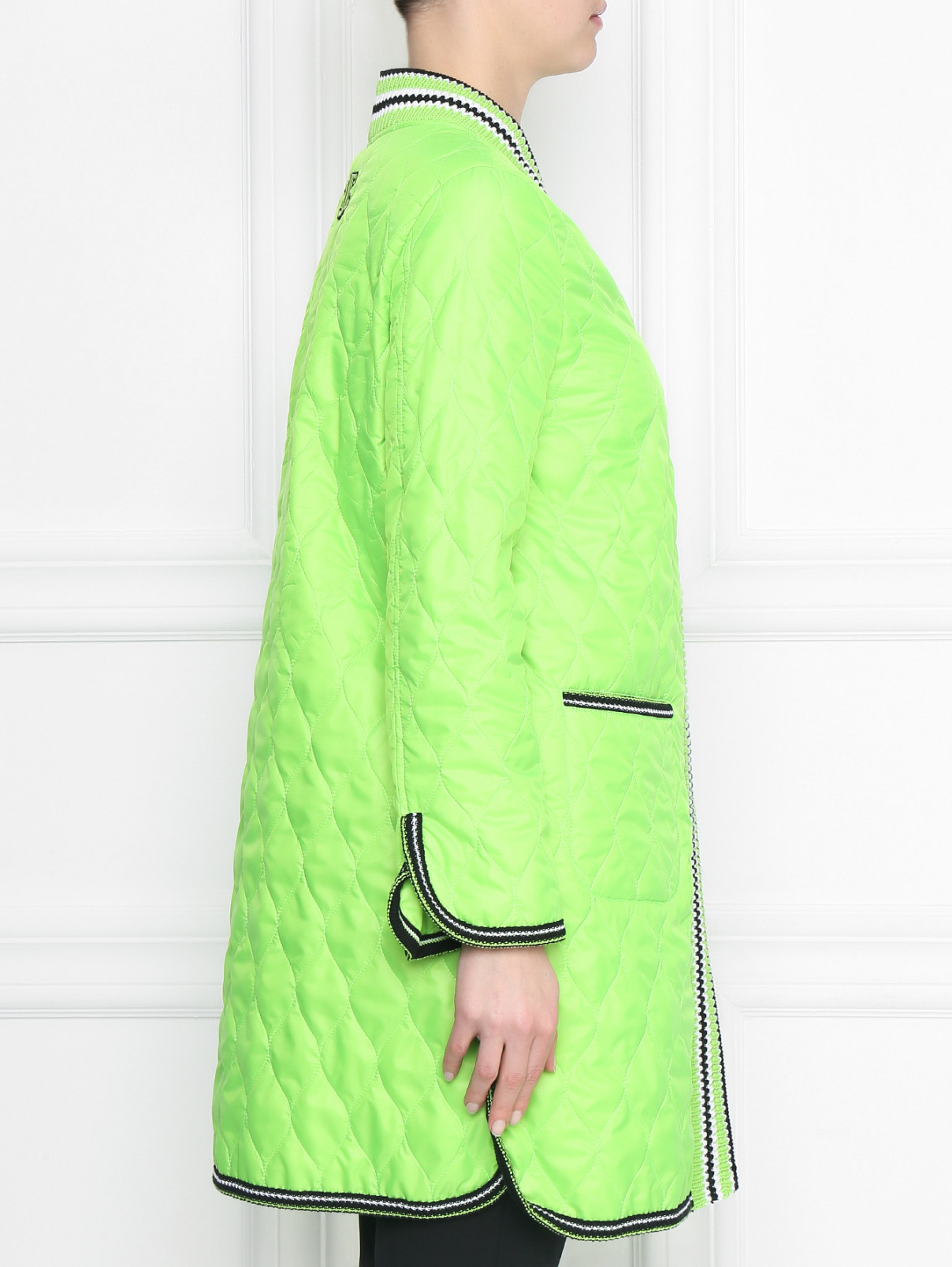 Стеганое пальто с контрастной отделкой Ermanno Scervino  –  МодельВерхНиз2  – Цвет:  Зеленый