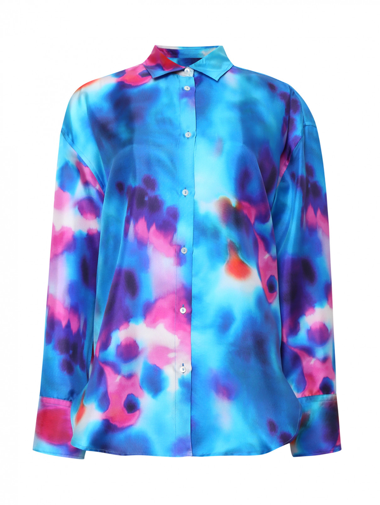 Блуза из шелка свободного кроя с узором MSGM  –  Общий вид  – Цвет:  Узор