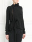 Однотонная блуза с драпировкой и поясом Jean Paul Gaultier  –  Модель Верх-Низ