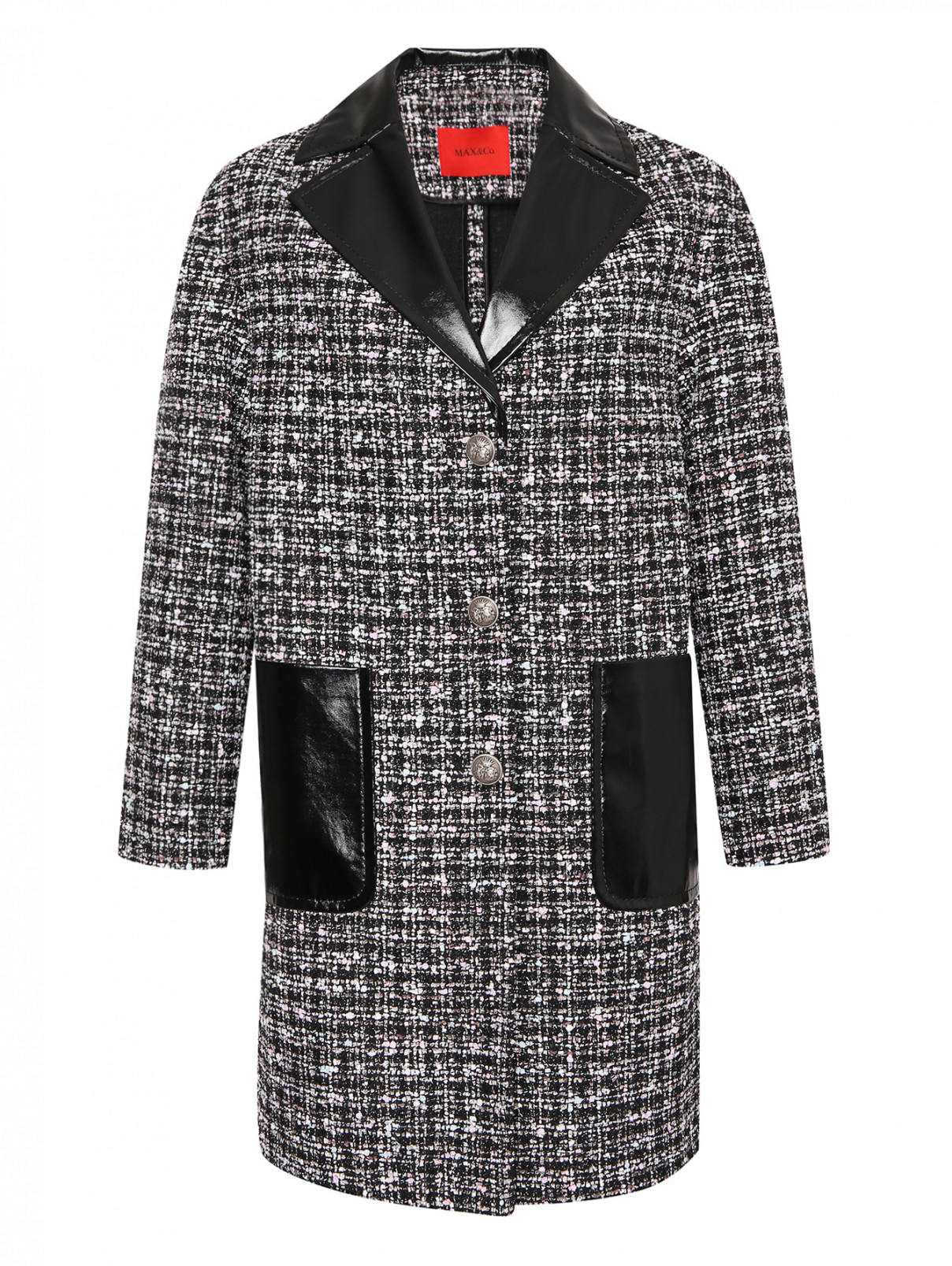 Пальто с узором и контрастными лацканами Max&Co  –  Общий вид  – Цвет:  Узор