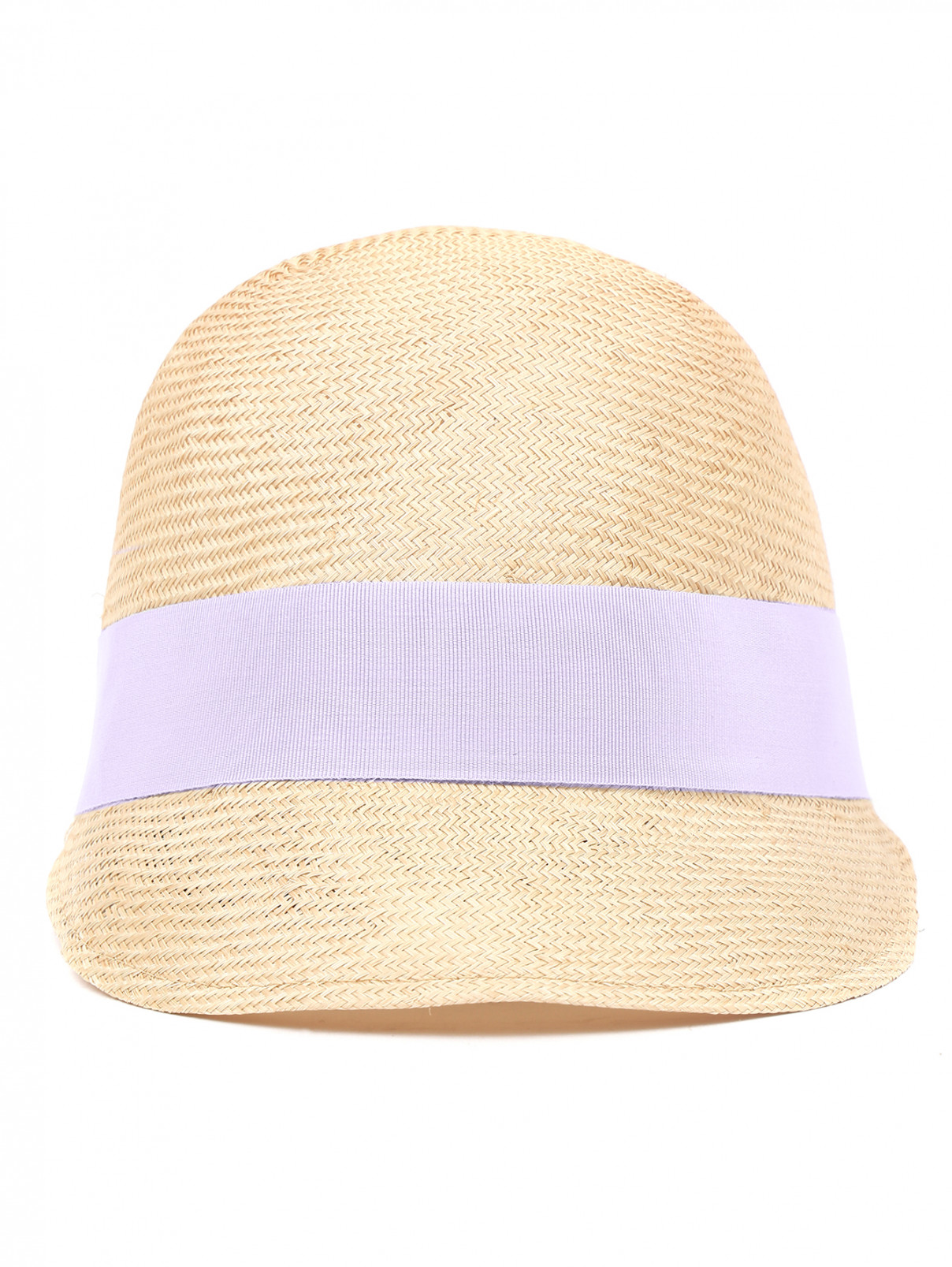 Шляпа из соломы с контрастной отделкой Federica Moretti  –  Обтравка1  – Цвет:  Бежевый