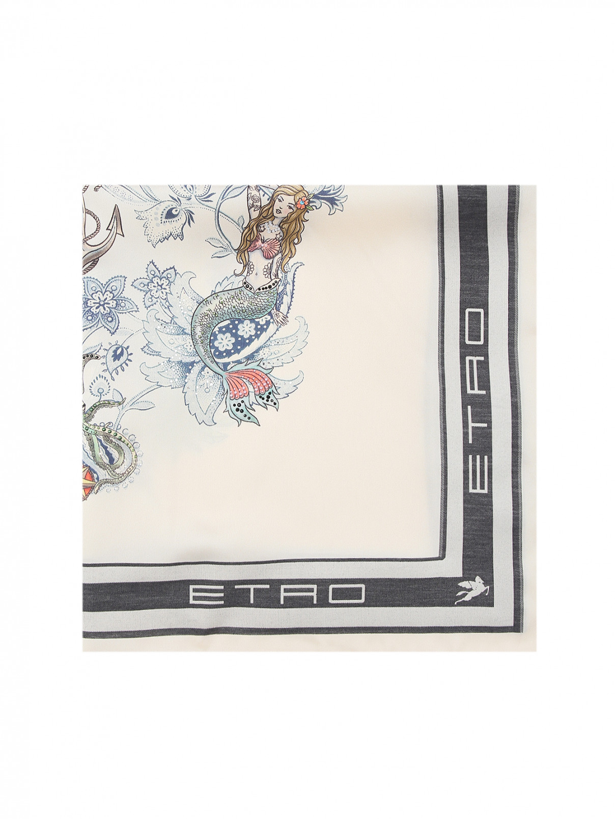 Платок из шелка и хлопка с узором Etro  –  Общий вид  – Цвет:  Бежевый