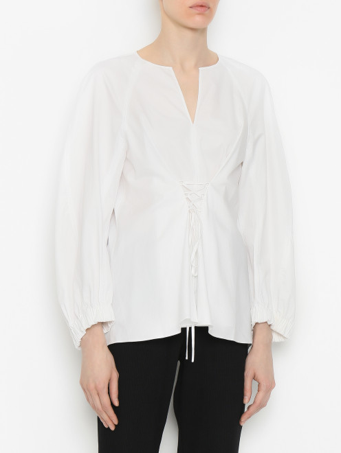 Блуза из хлопка на завязках TIBI - МодельВерхНиз