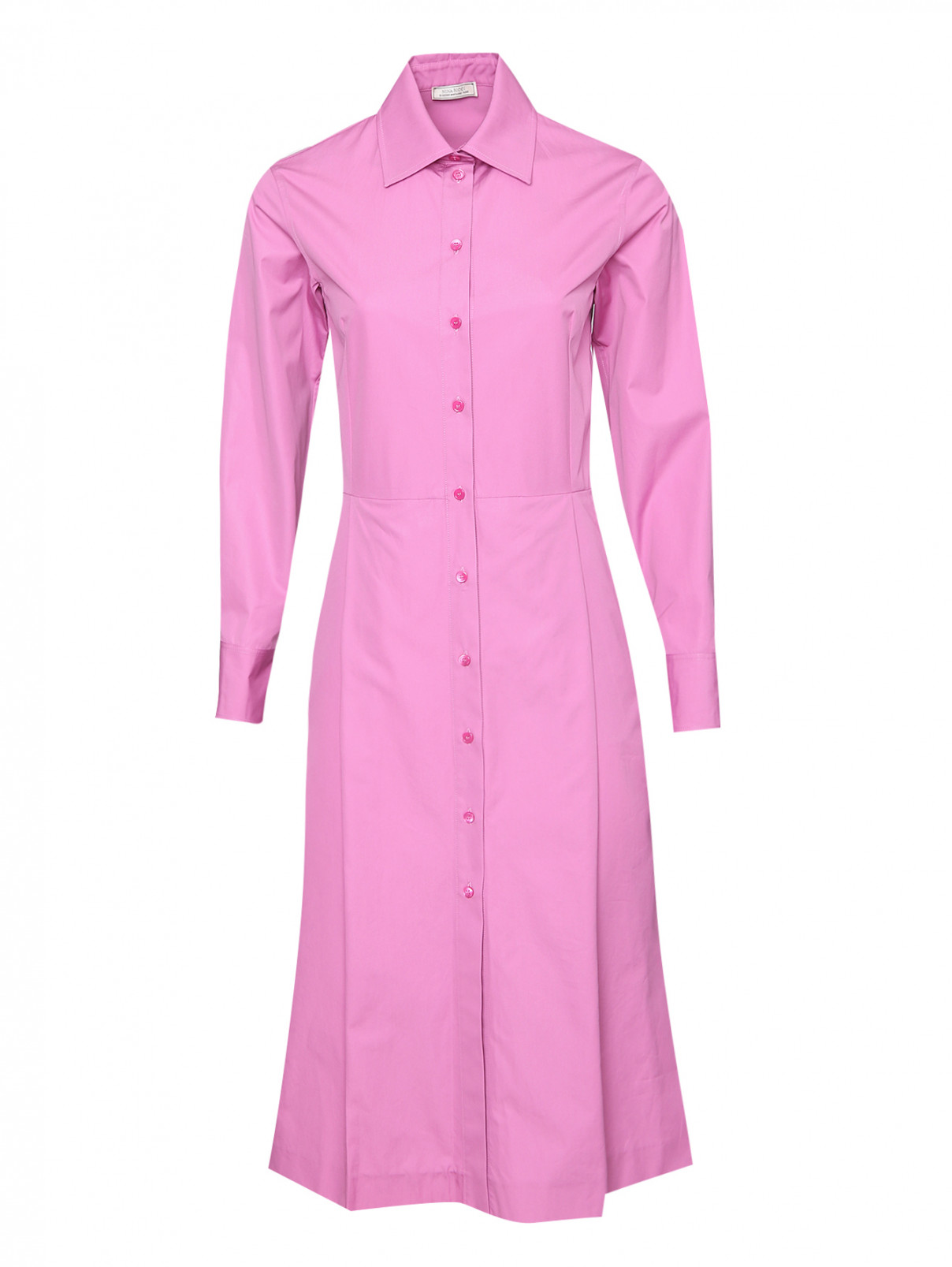 Платье-рубашка из хлопка Nina Ricci  –  Общий вид  – Цвет:  Розовый