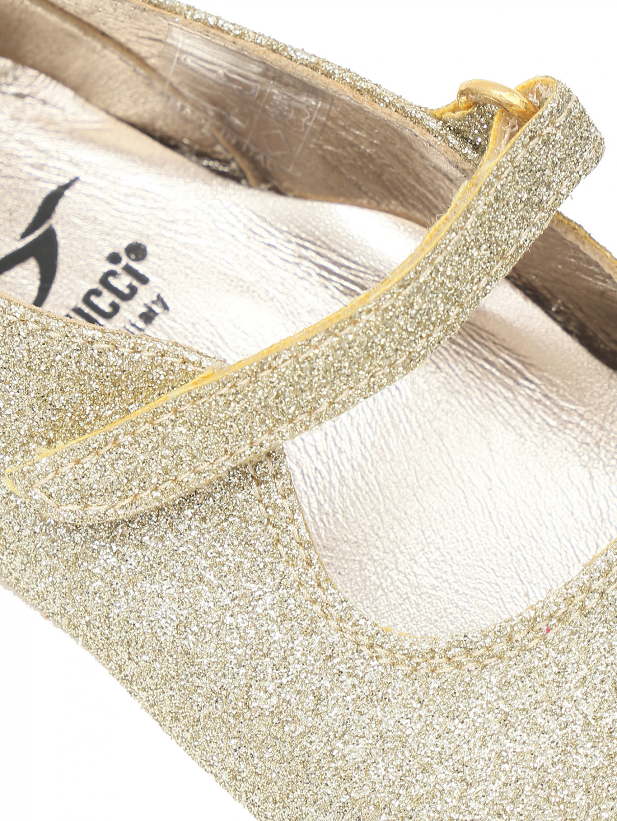Туфли с блеском на липучке Gallucci  –  Деталь1  – Цвет:  Золотой