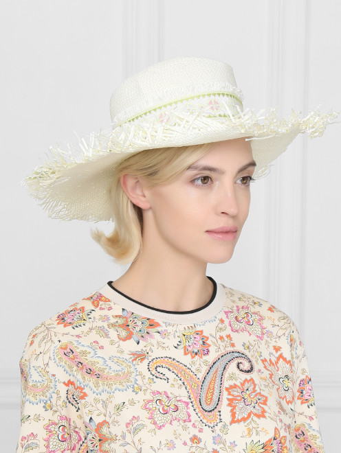 Шляпа плетеная  декорированная лентой Etro - МодельОбщийВид