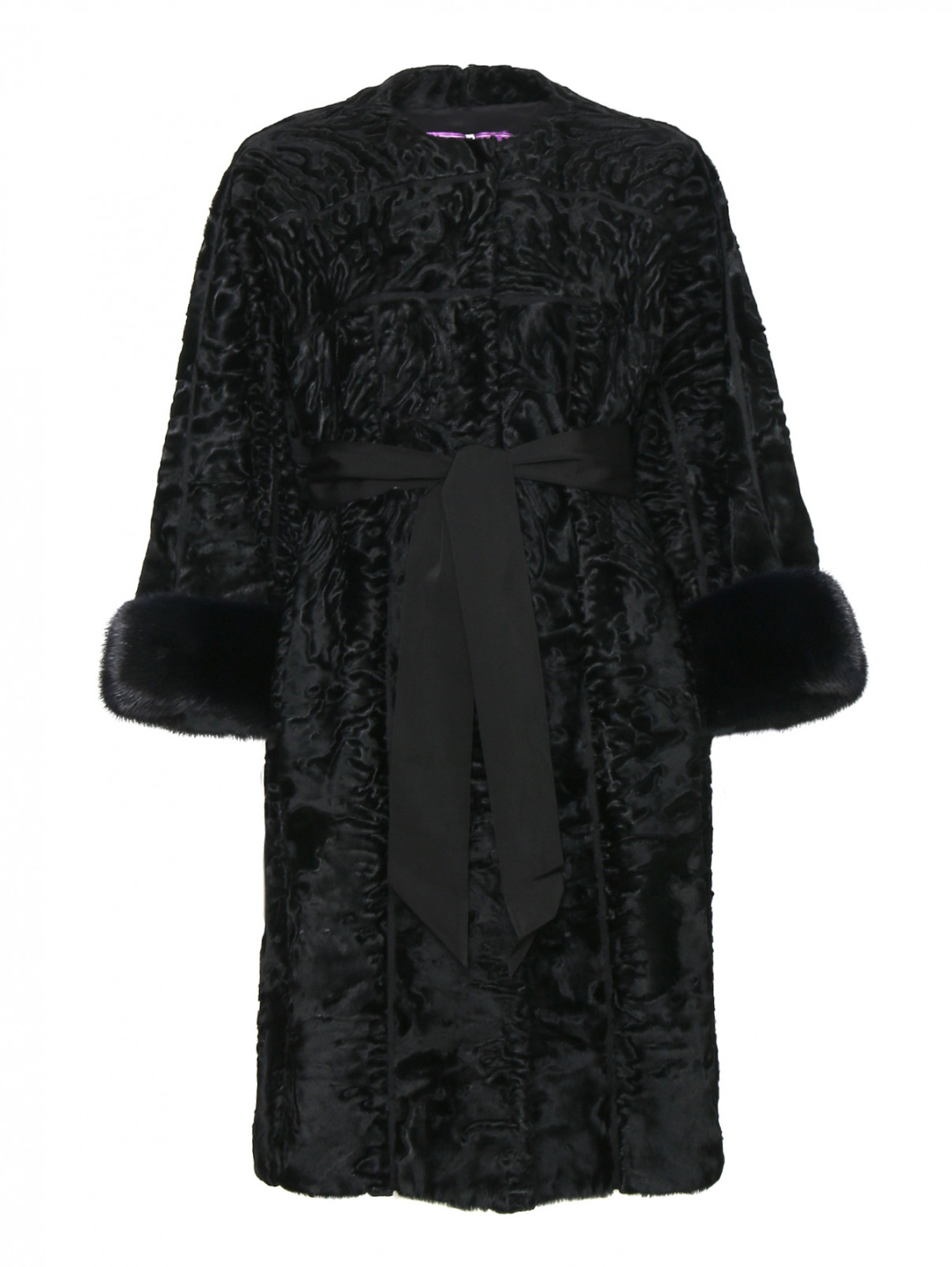 Пальто из шерсти с мехом из норки Fabio Gavazzi  –  Общий вид  – Цвет:  Черный