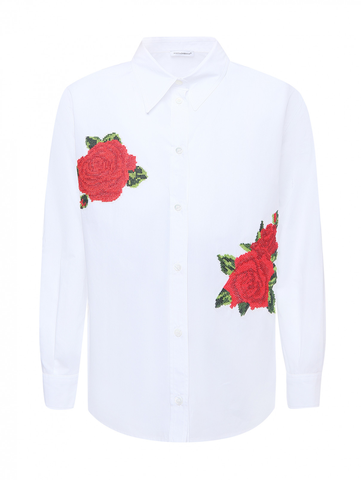 Блуза из хлопка с аппликацией Dolce & Gabbana  –  Общий вид  – Цвет:  Белый