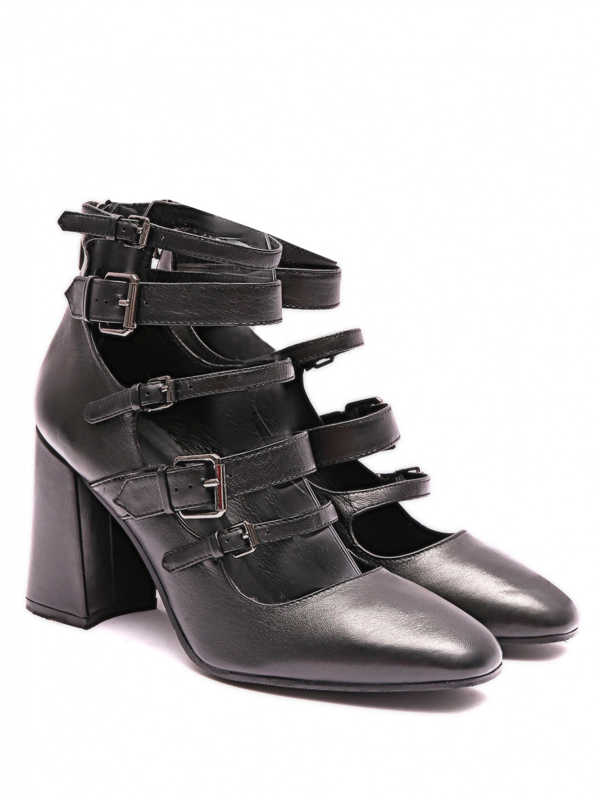Туфли из кожи на устойчивом каблуке Adele Dezotti  –  Общий вид  – Цвет:  Черный