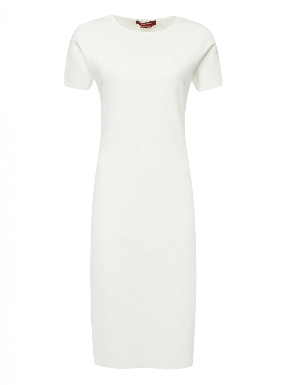 Платье трикотажное с короткими рукавами Max Mara  –  Общий вид  – Цвет:  Белый