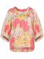 Блуза из шелка и хлопка с цветочным узором Moschino  –  Общий вид