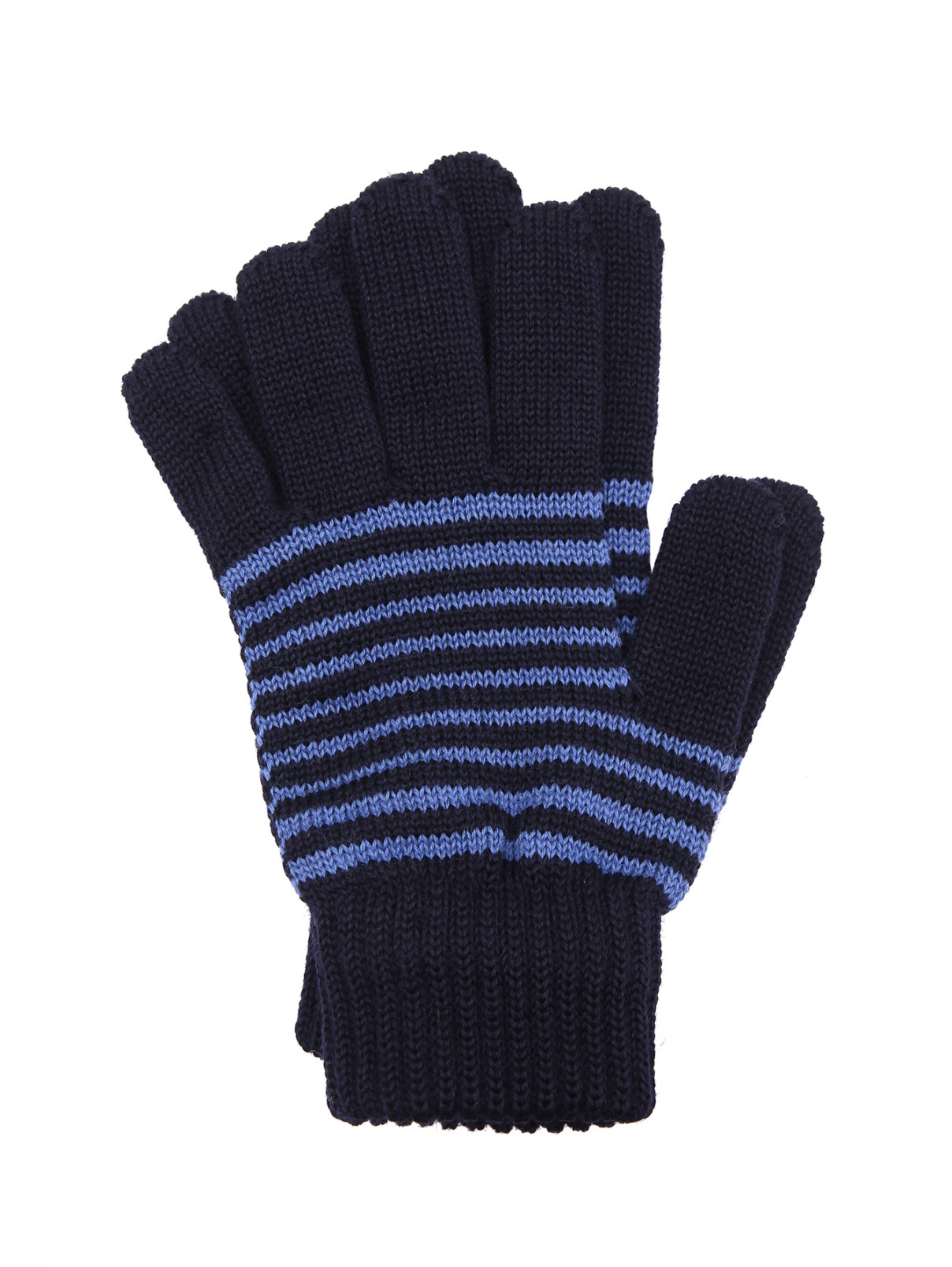 Перчатки из шерсти с узором в полоску Catya  –  Общий вид  – Цвет:  Синий