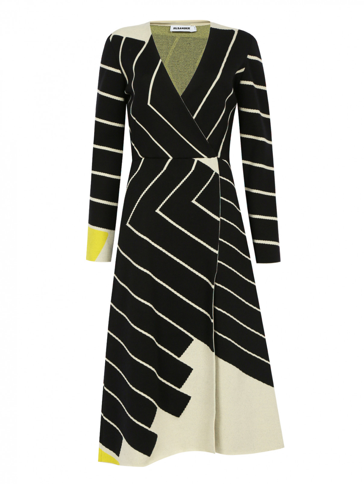 Платье-футляр из трикотжа с узором Jil Sander  –  Общий вид  – Цвет:  Узор
