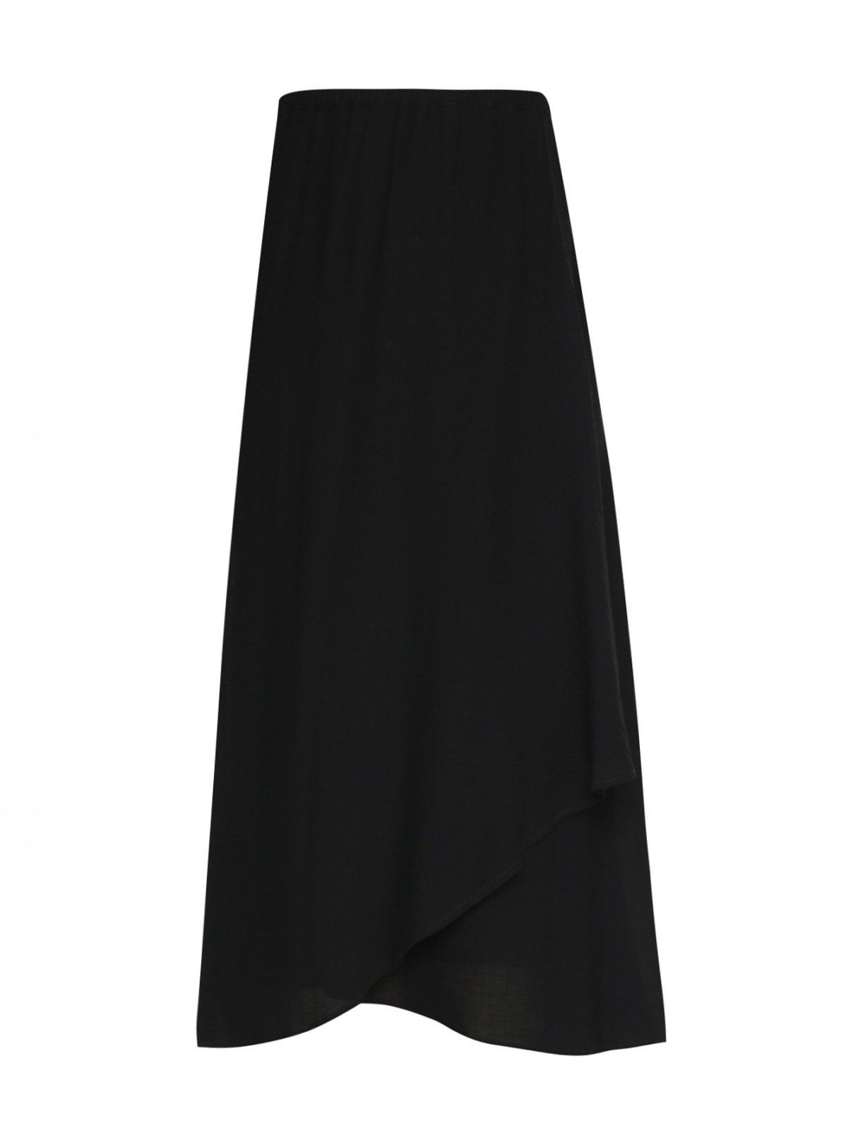 Юбка-миди из жатой ткани Marina Sport  –  Общий вид  – Цвет:  Черный