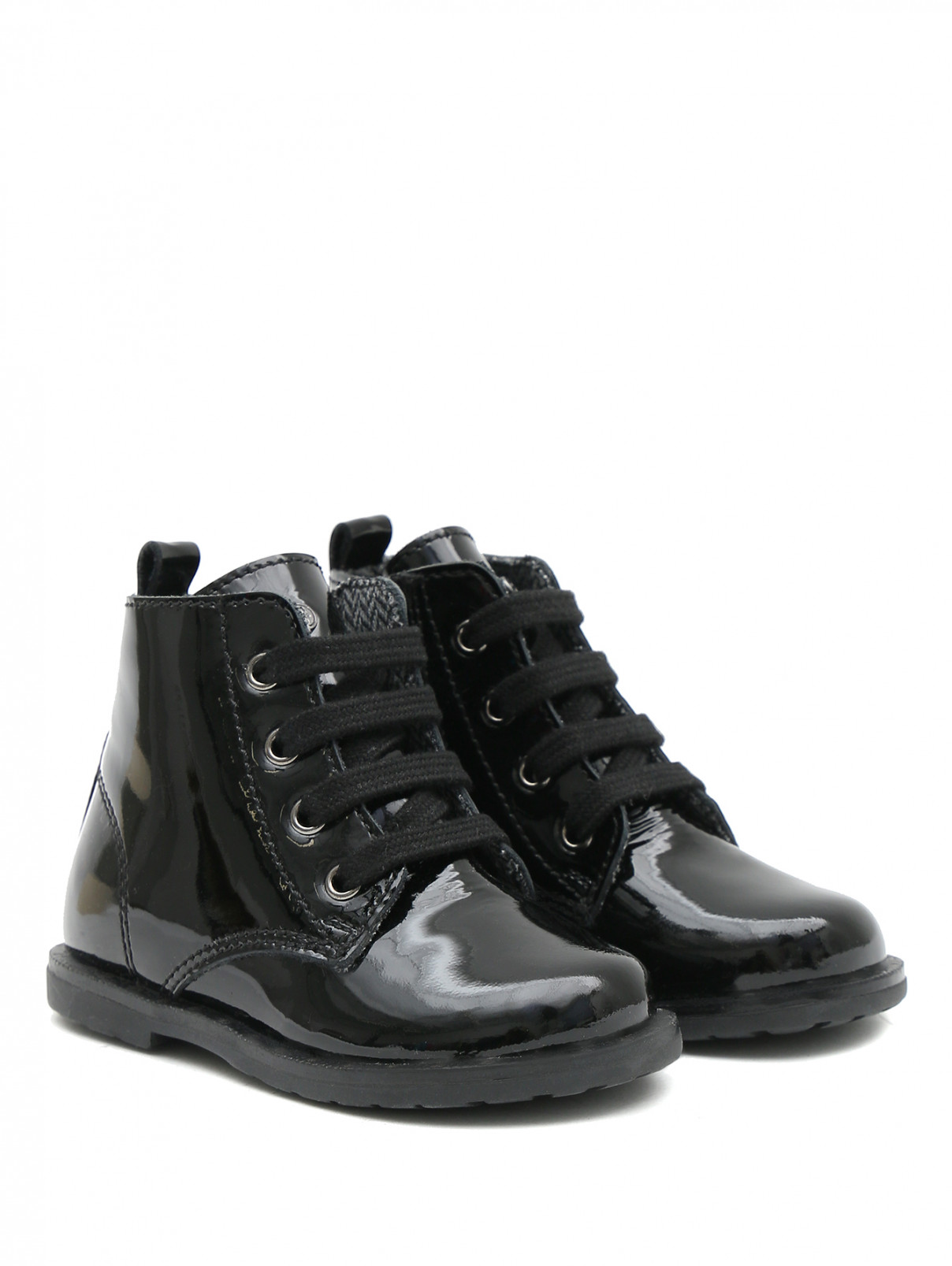 Ботинки из кожи на шнурках FALCOTTO  –  Общий вид  – Цвет:  Черный