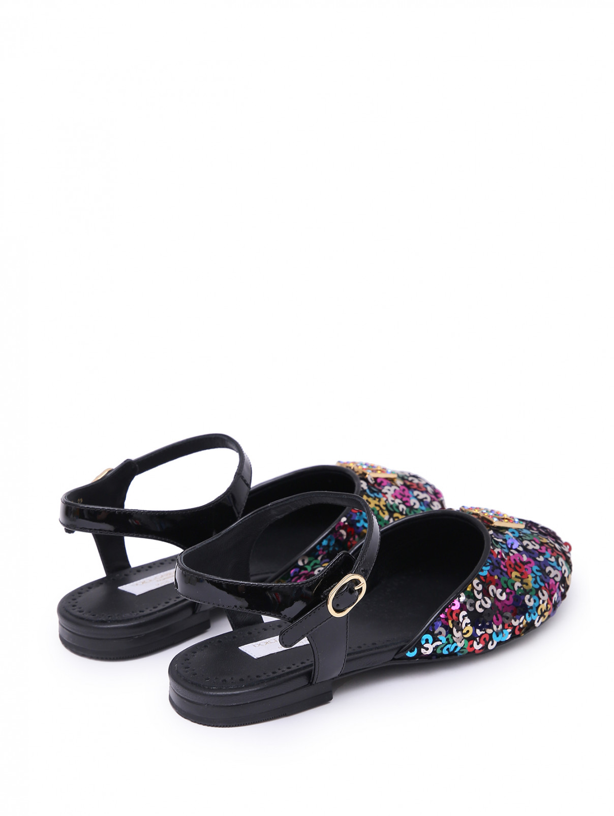 Туфли с пайетками и логотипом Dolce & Gabbana  –  Обтравка2  – Цвет:  Черный