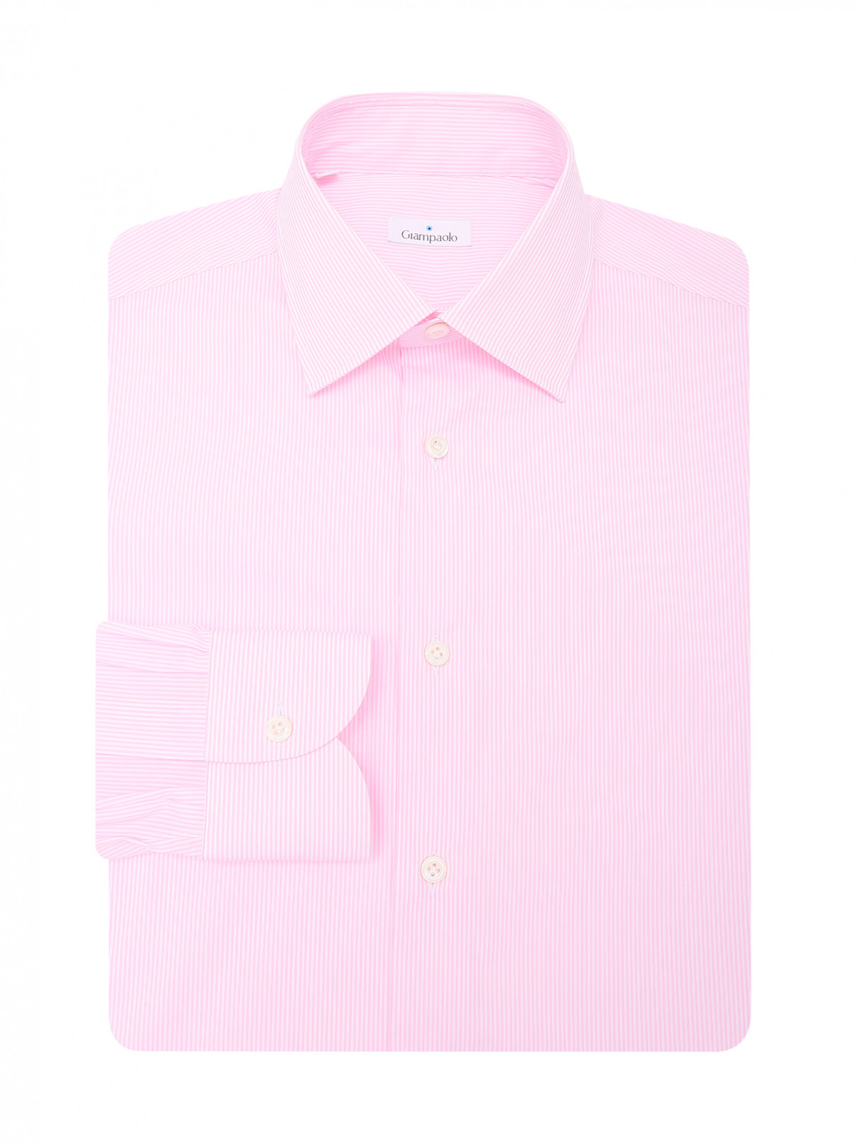 Рубашка из смешанного хлопка с узором Giampaolo  –  Общий вид  – Цвет:  Розовый