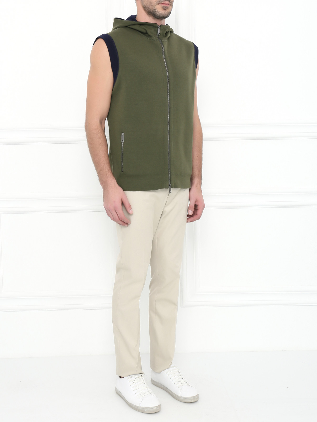 Джемпер из хлопка без рукавов Jil Sander  –  Модель Общий вид  – Цвет:  Зеленый