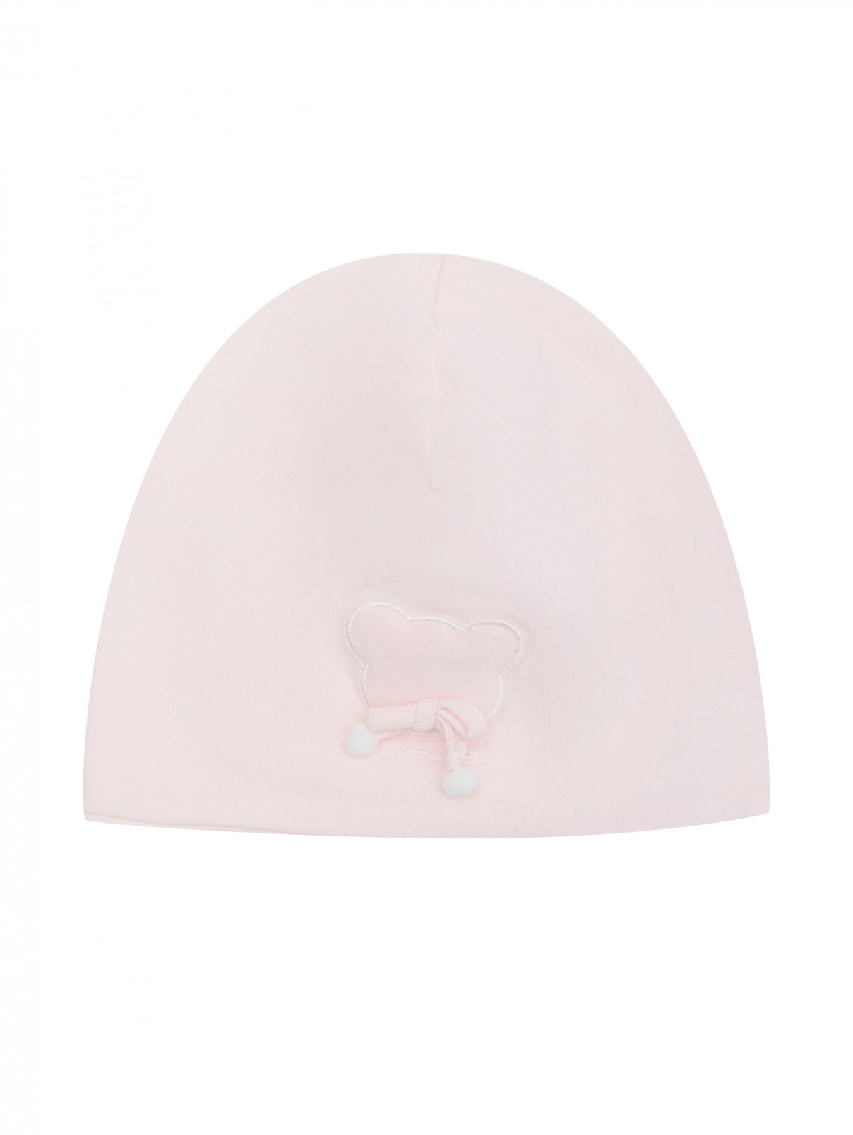 Трикотажная шапка с аппликацией Nanan  –  Общий вид  – Цвет:  Розовый