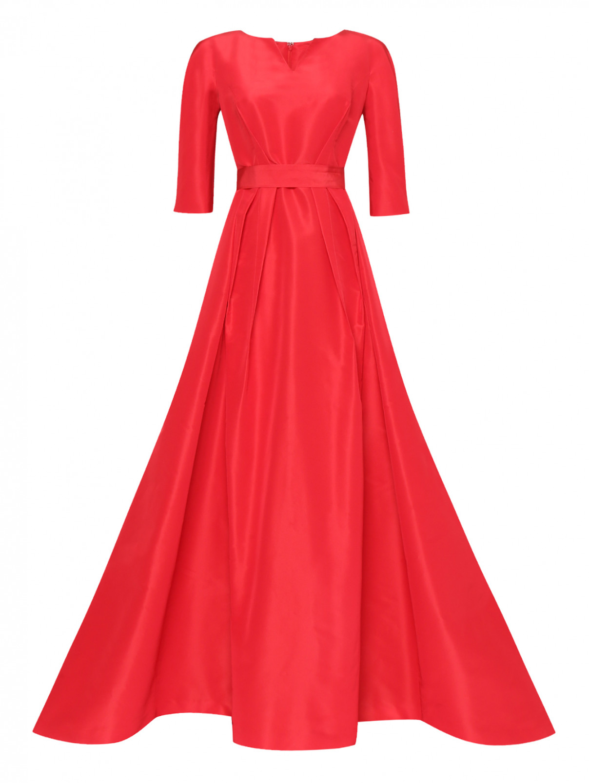 Платье-макси из шелка с поясом Carolina Herrera  –  Общий вид  – Цвет:  Красный
