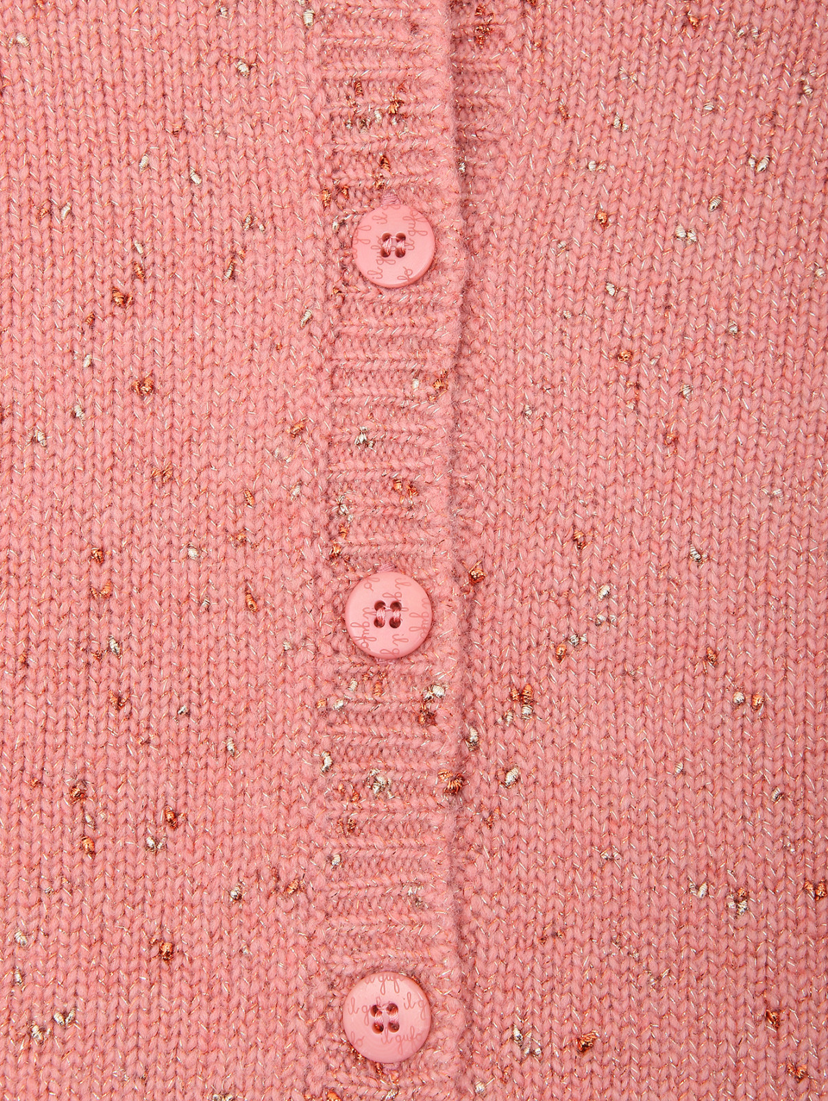 Кардиган с металлической нитью на пуговицах Il Gufo  –  Деталь  – Цвет:  Розовый