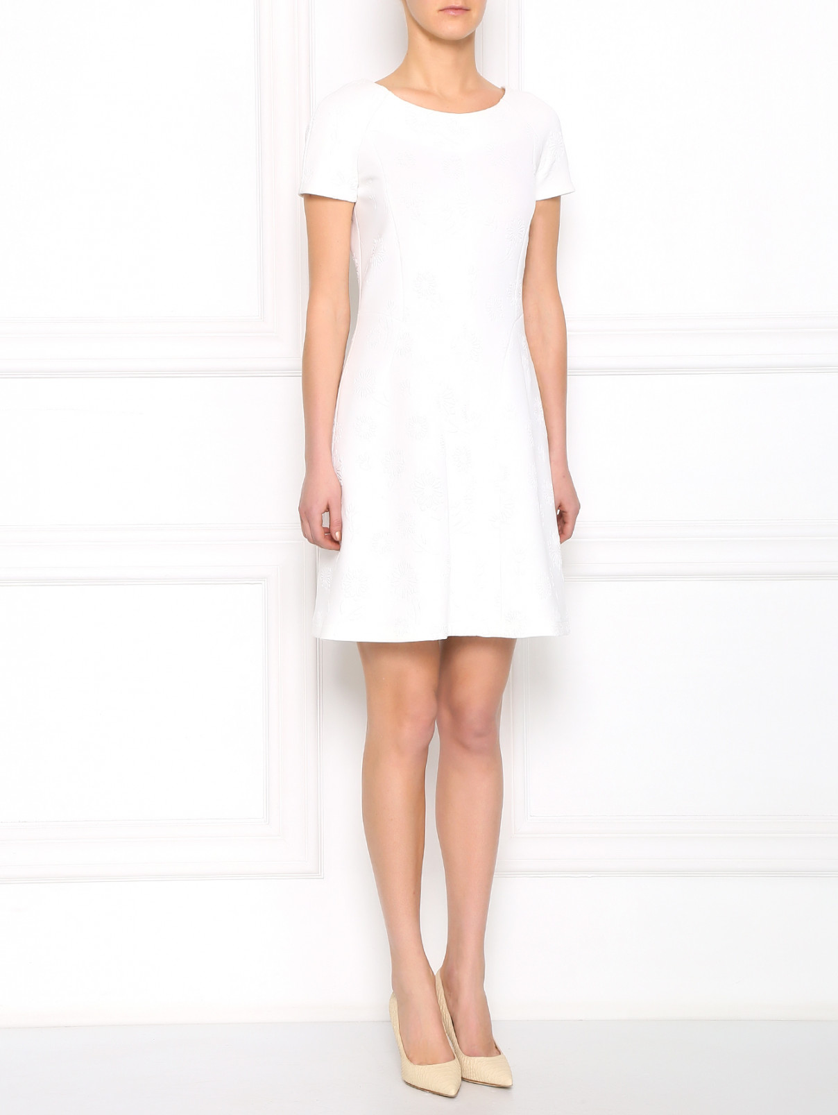 Платье с цветочным узором Emporio Armani  –  Модель Общий вид  – Цвет:  Белый