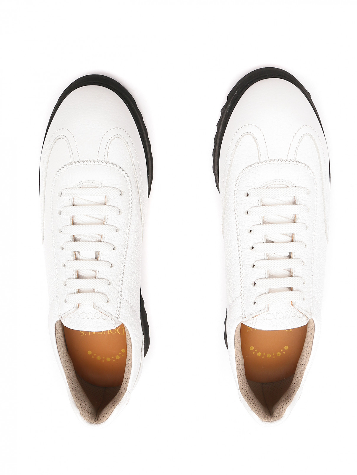 Кроссовки из фактурной кожи на шнуровке Doucal's  –  Обтравка4  – Цвет:  Белый